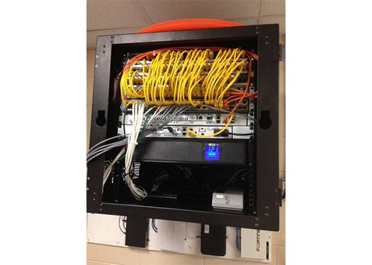Wall Rack with Fiber Optic Connections